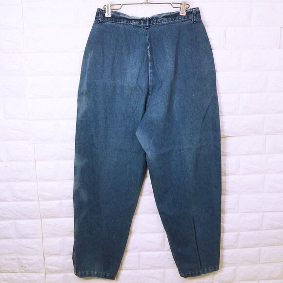 Vintage 80s Cherokee Pleated Mom Jeans M(8) Pockets Wide Baggy Tapered Leg - Picture 8 of 11